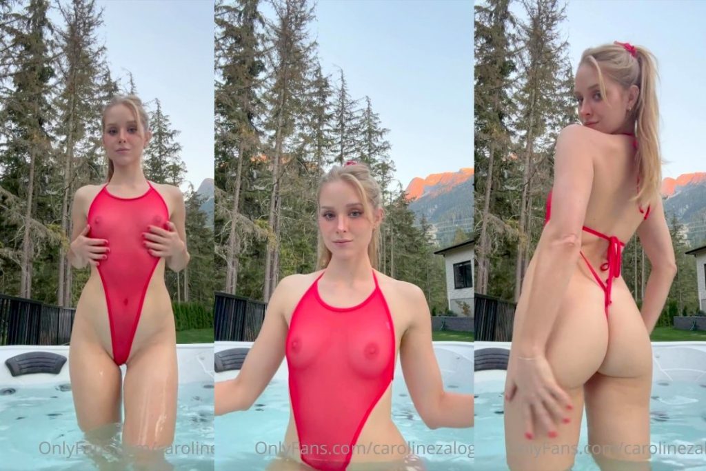 Caroline Zalog Wet See Through In Hot Tub Video Leaked