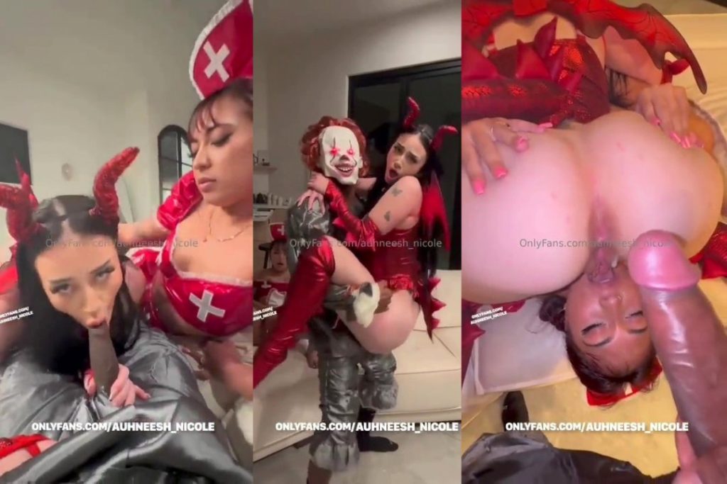 Auhneesh Nicole Halloween Threesome Sextape Video Leaked - HD Video