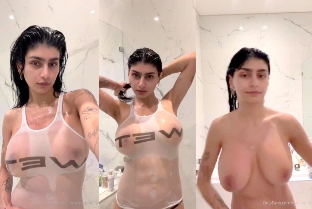 Mia Khalifa Nude Wet Tank Top Shower OnlyFans Livestream Leaked - SL Leaked